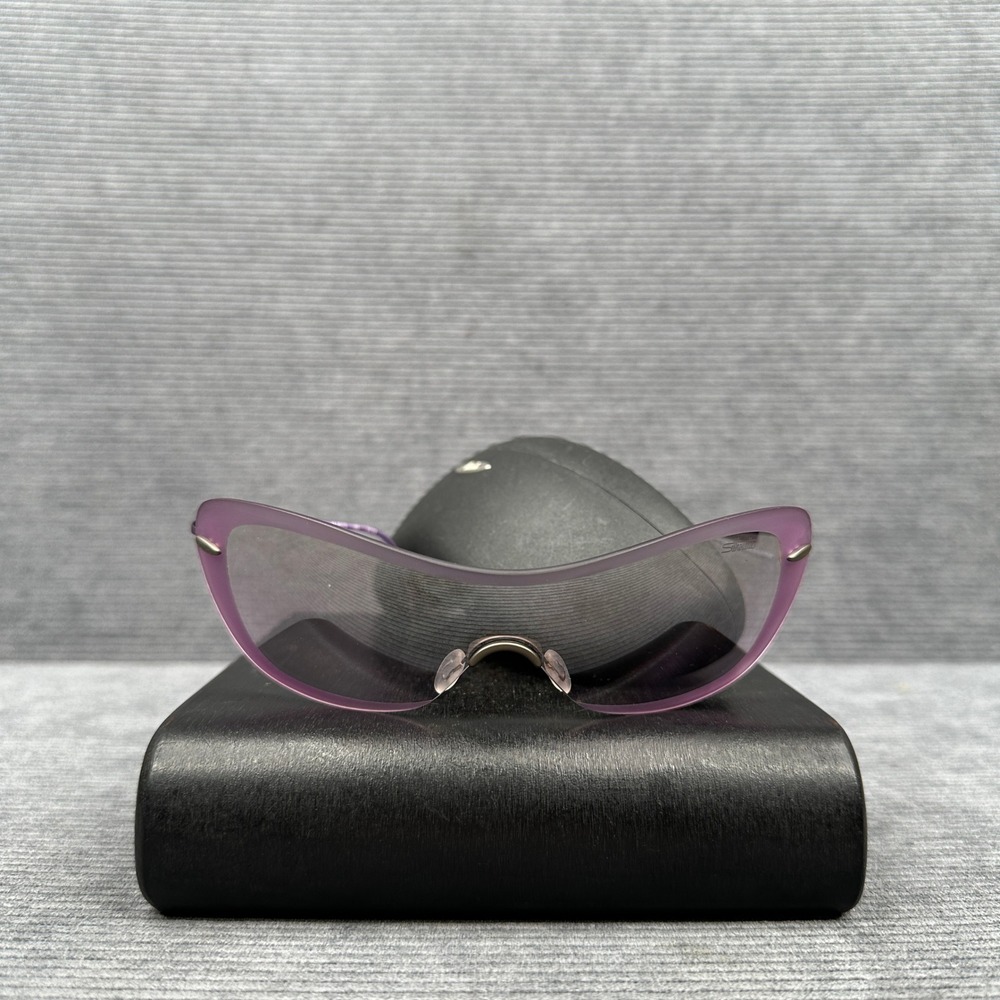 Silhouette M8075 Titan Purple Shield Wrap Sunglasses Vintage Y2K Rimless Austria